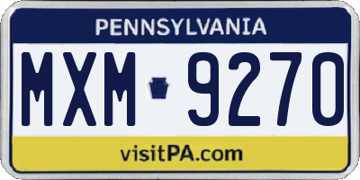 PA license plate MXM9270