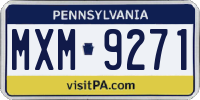 PA license plate MXM9271