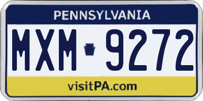 PA license plate MXM9272