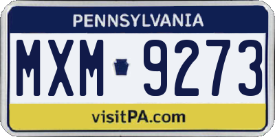 PA license plate MXM9273