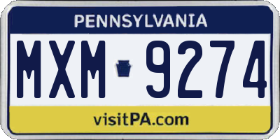 PA license plate MXM9274