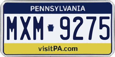 PA license plate MXM9275