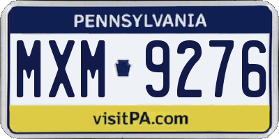 PA license plate MXM9276
