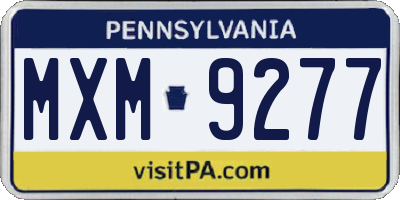 PA license plate MXM9277