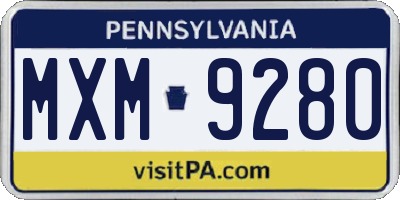 PA license plate MXM9280
