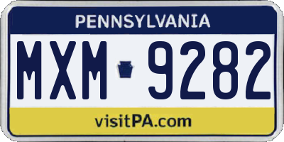 PA license plate MXM9282