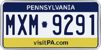 PA license plate MXM9291