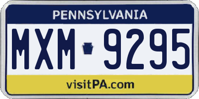 PA license plate MXM9295