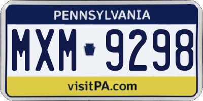 PA license plate MXM9298