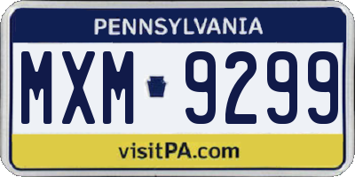 PA license plate MXM9299
