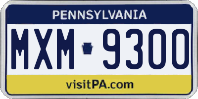PA license plate MXM9300