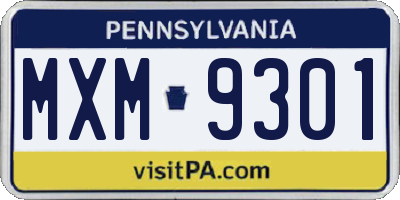 PA license plate MXM9301