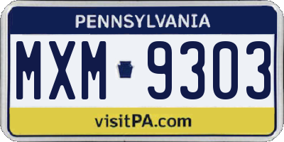 PA license plate MXM9303