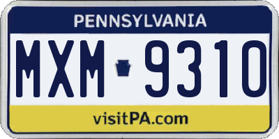 PA license plate MXM9310