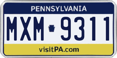 PA license plate MXM9311