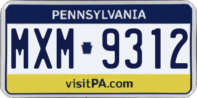 PA license plate MXM9312