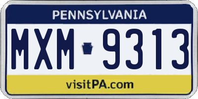 PA license plate MXM9313