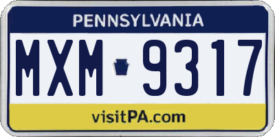 PA license plate MXM9317