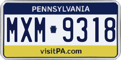 PA license plate MXM9318