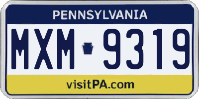 PA license plate MXM9319