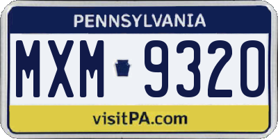 PA license plate MXM9320