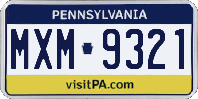 PA license plate MXM9321
