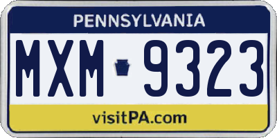 PA license plate MXM9323