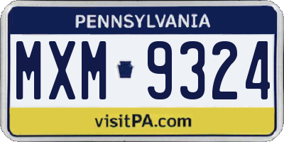 PA license plate MXM9324