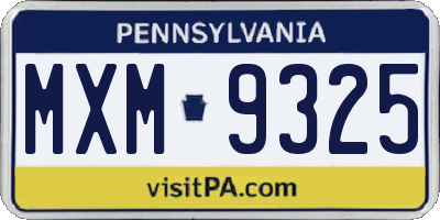 PA license plate MXM9325
