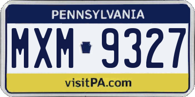 PA license plate MXM9327