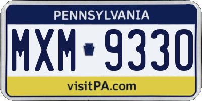 PA license plate MXM9330