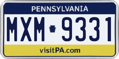PA license plate MXM9331
