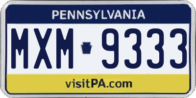 PA license plate MXM9333