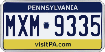 PA license plate MXM9335