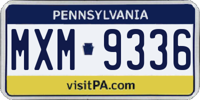 PA license plate MXM9336