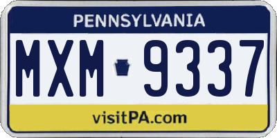 PA license plate MXM9337
