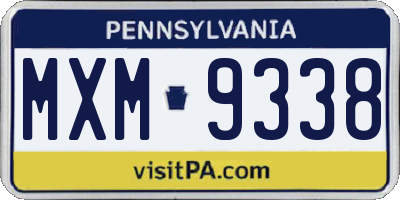 PA license plate MXM9338