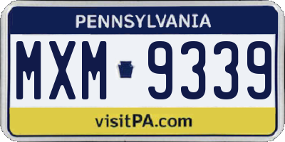 PA license plate MXM9339