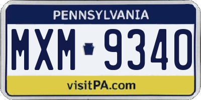 PA license plate MXM9340