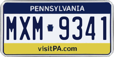 PA license plate MXM9341