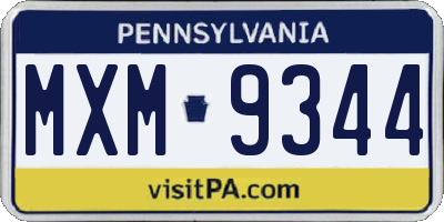 PA license plate MXM9344