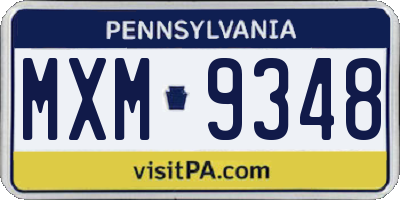PA license plate MXM9348