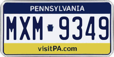 PA license plate MXM9349