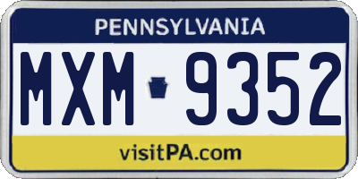 PA license plate MXM9352