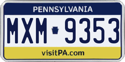 PA license plate MXM9353