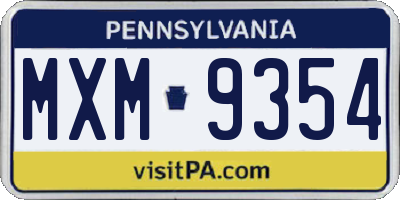 PA license plate MXM9354