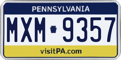 PA license plate MXM9357
