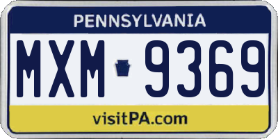 PA license plate MXM9369