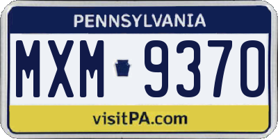 PA license plate MXM9370