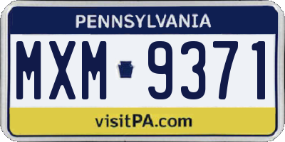 PA license plate MXM9371